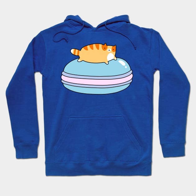 Orange Tabby Cat and Blue Macaroon Hoodie by saradaboru